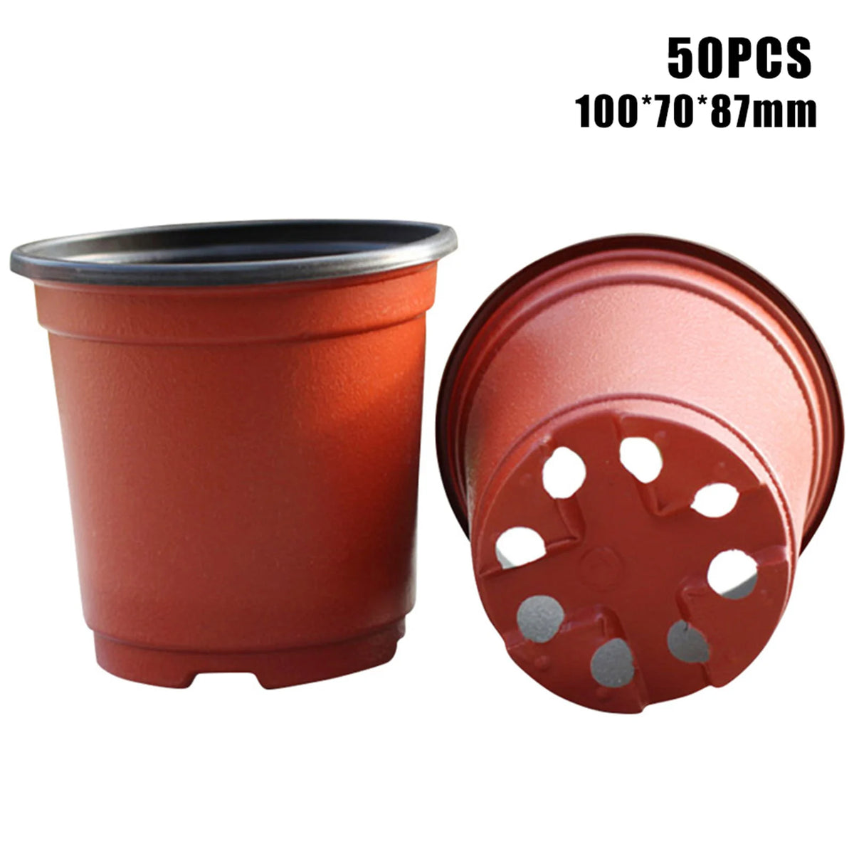 pots fleurs plastique rouge noir modernes grille drainage 9cm 10cm 11cm 12cm 13cm 14cm