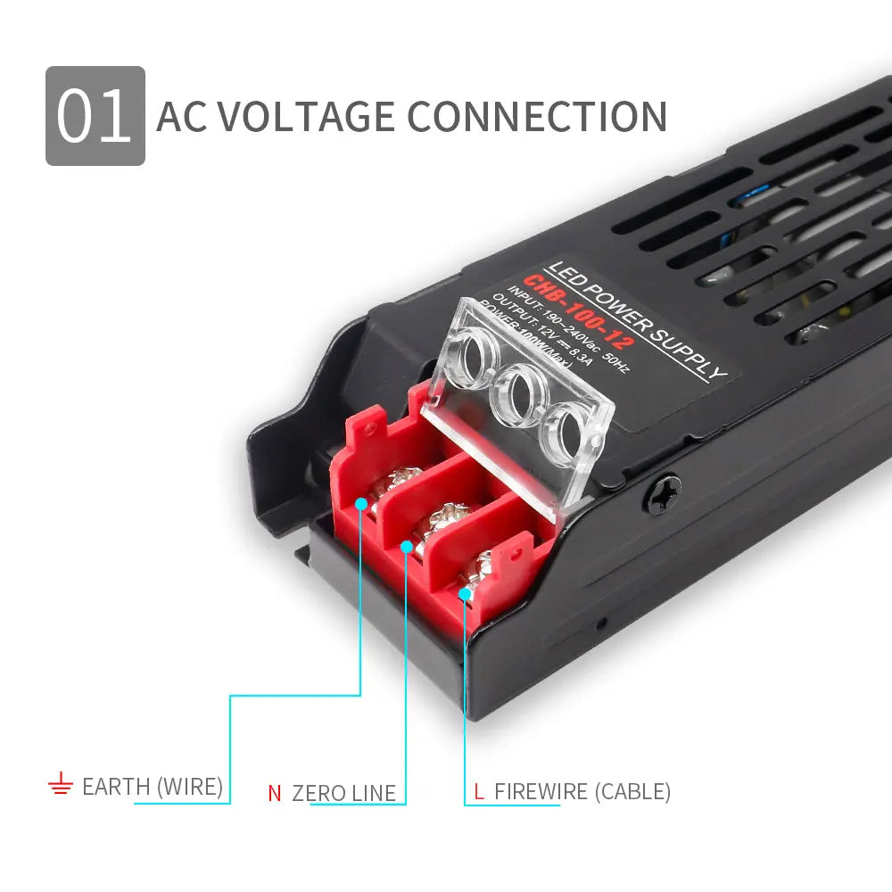 alimentation led 12v 24v 100w 150w 200w 300w 400w 60w noir transformateur industrielle ventilation