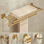 accessoires salle bain doré porte serviettes crochet classique finition antique fixations murales ensemble quincailleries