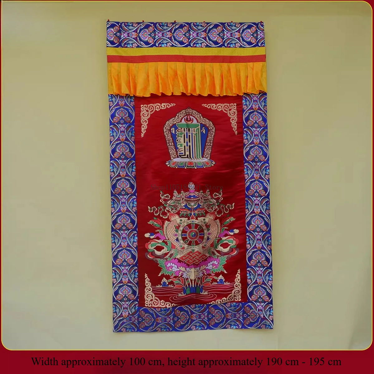 rideau porte ornements traditionnels motifs floraux artisanal couleur rouge bleu orange ethnique decoration maison