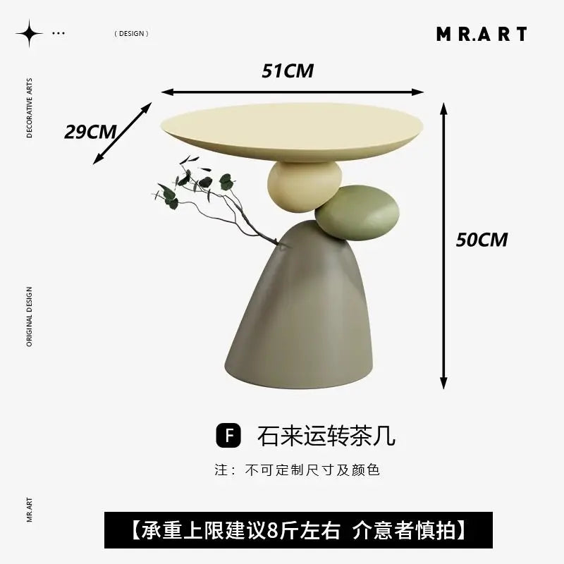 table d'appoint moderne sculptural beige clair marron foncé
