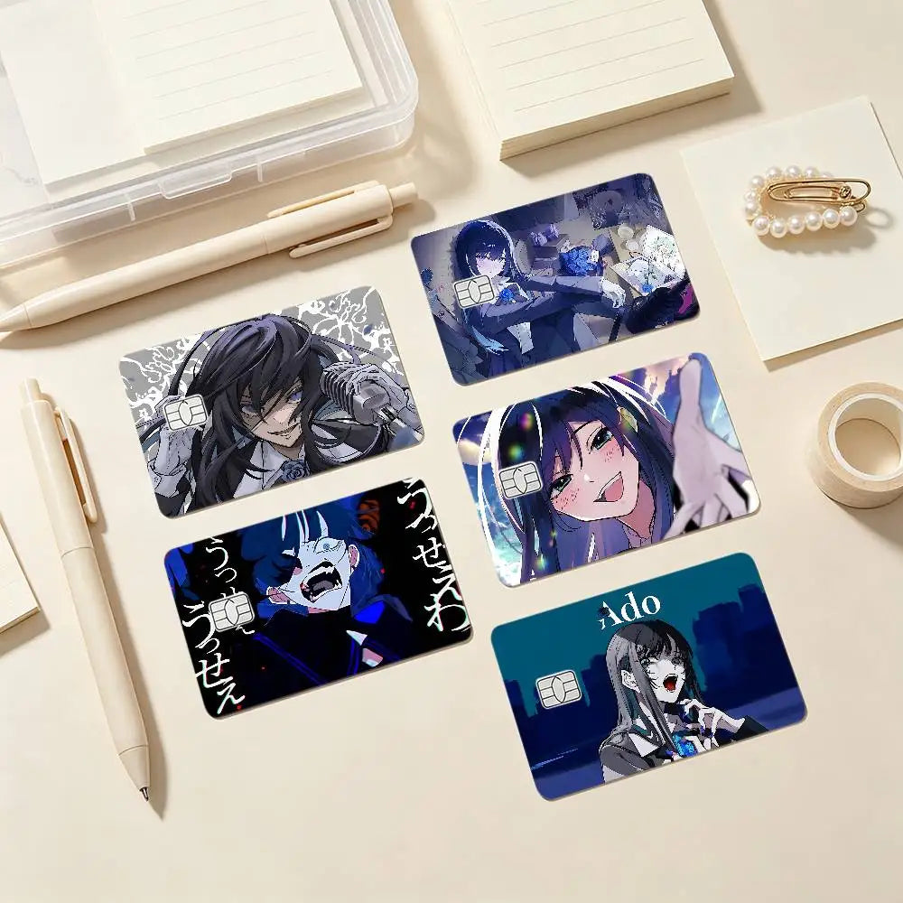 autocollants protection cartes credit dessin anime personnalisables adhésifs modernes bleu noir violet