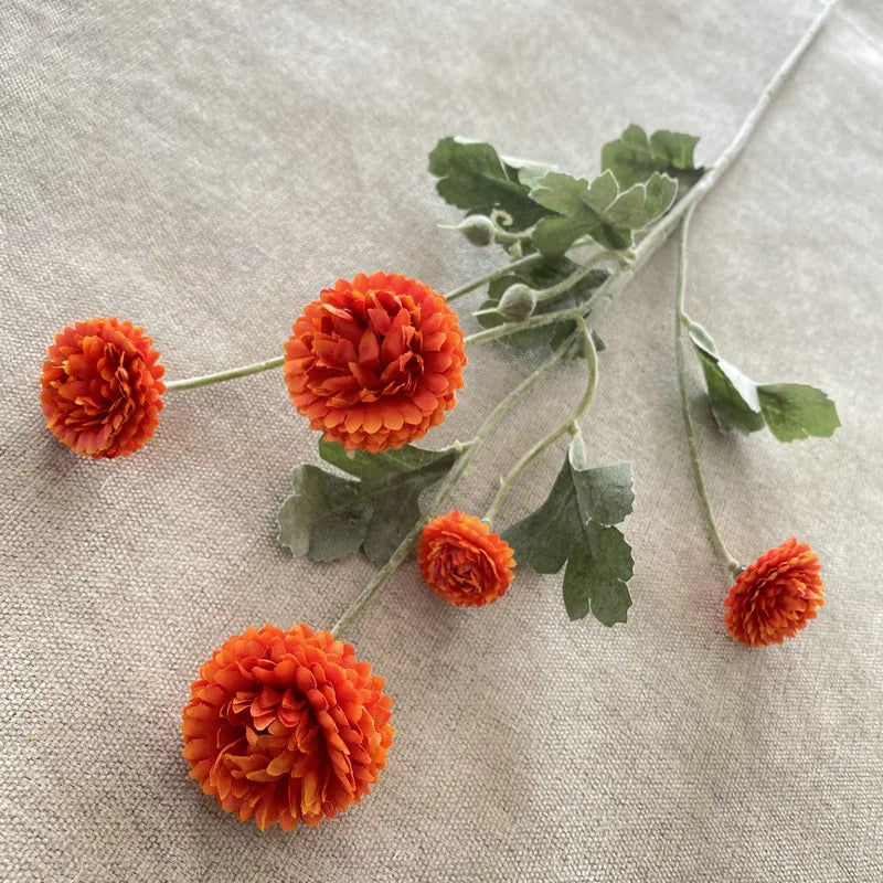 décoration intérieure bouquet artificiel fleurs chrysanthèmes feuilles vertes moderne or rose violet