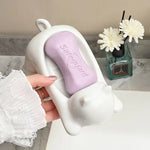 support savon chat blanc moderne tache rose salle bain accessoire bain blanc opacité moderne