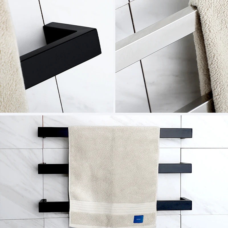 porte serviettes mural acier inoxydable poli moderne thermostatique cache câble noir argenté