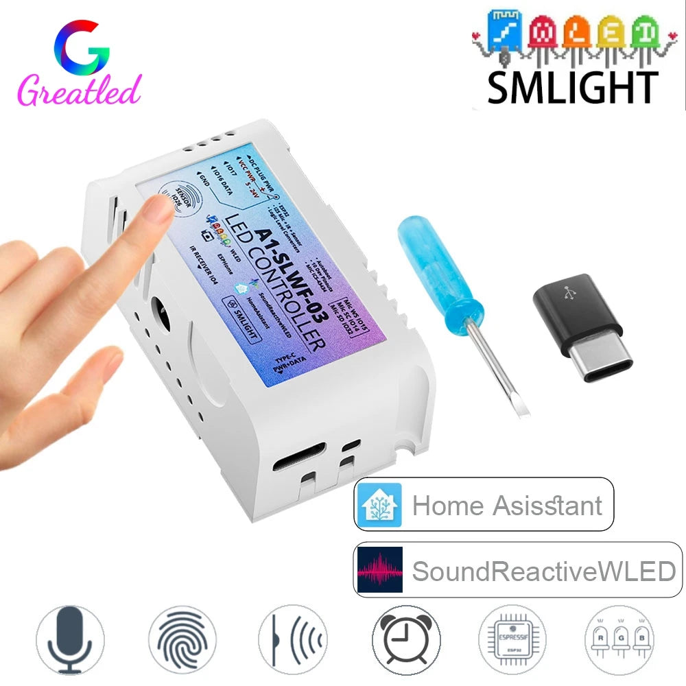 contrôleur led wifi esp32 mic rgb ic pixels ws2812b ws2811 ws2813 ws2815 blanc moderne