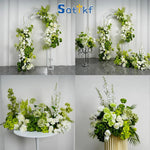 décoration florale arche vert roses hortensias delphiniums mariage romantique extérieur événement festive