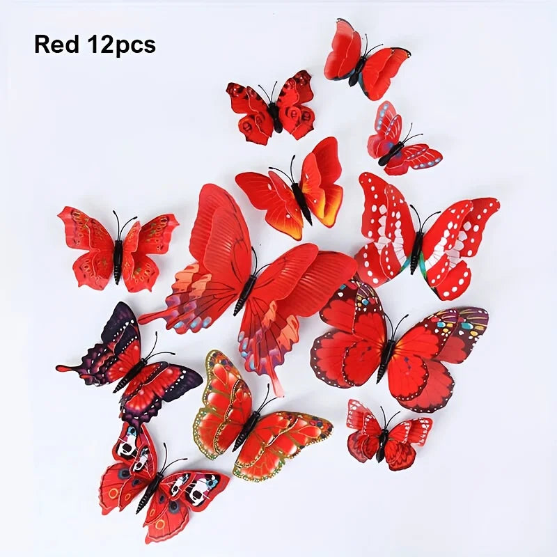 décoration murale papillons multicolores 3d aimants points adhésifs fête anniversaire mariage noël