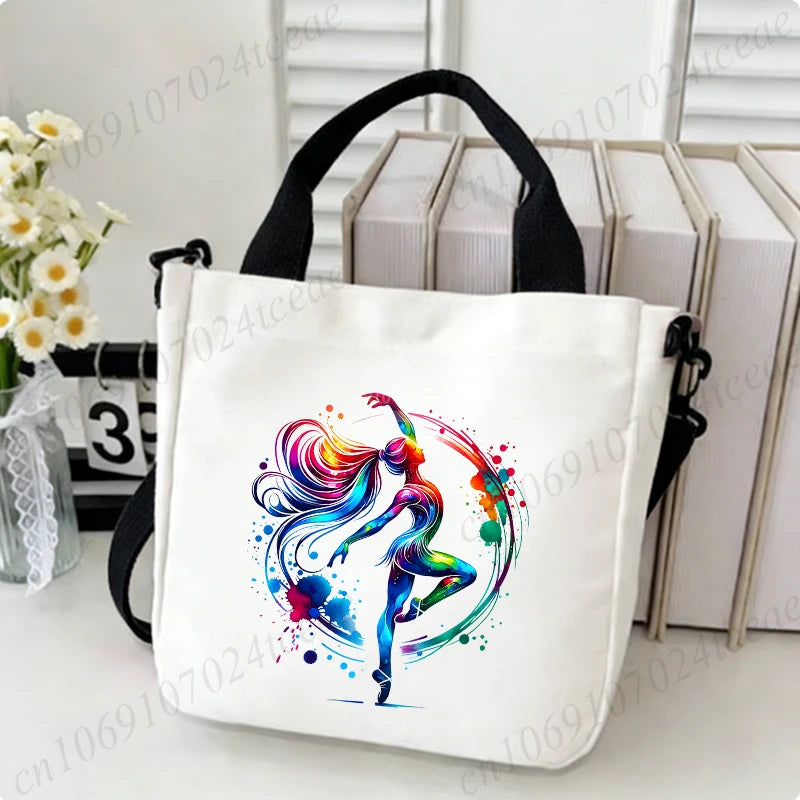 sac main femme toile danseuse papillons blanc moderne décontracté fourre tout