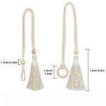 attaches rideau tassel bois moderne élégant franges anneaux chanvre uni beigeclair