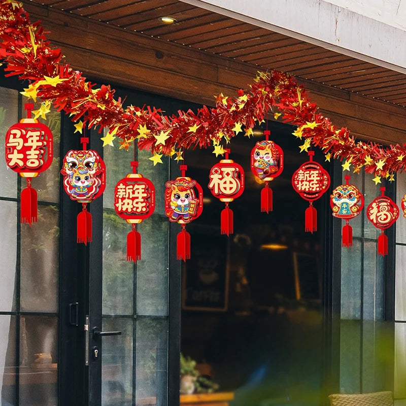 Décoration murale 3D Nouvel An chinois 2026 ornement cheval suspendu vue de face