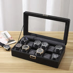 boîte rangement montres velours noir cadenas moderne 12 places storage watch box black velvet
