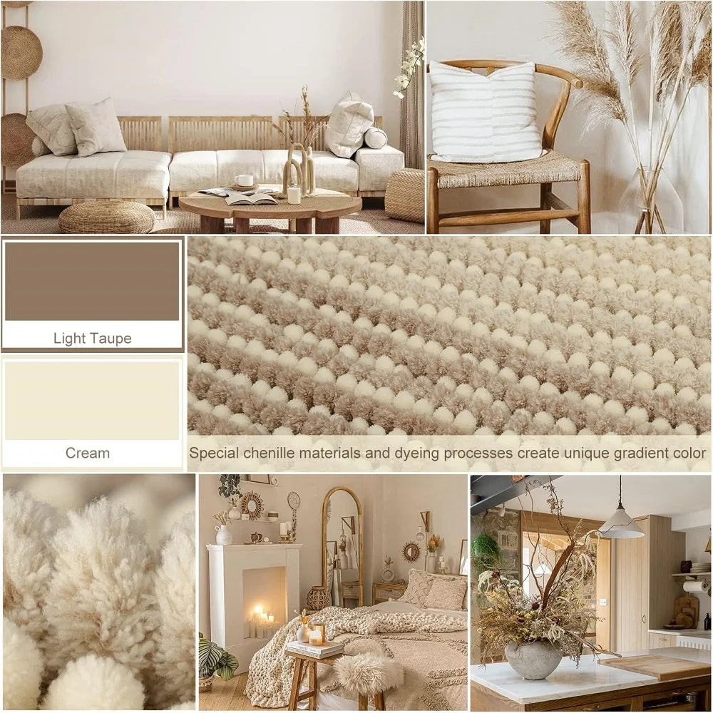 tapis texturé chenille crème taupe tapisserie bohème naturelle dimension 90x60 80x50 minimaliste