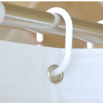 rideau douche polyester plissé motifs géométriques moderne blanc gris bleu jaune vert opaque anneaux