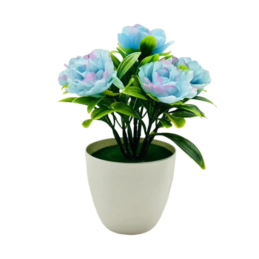 bouquet artificiel roses couleurs variées pot blanc décoration intérieure moderne minimaliste