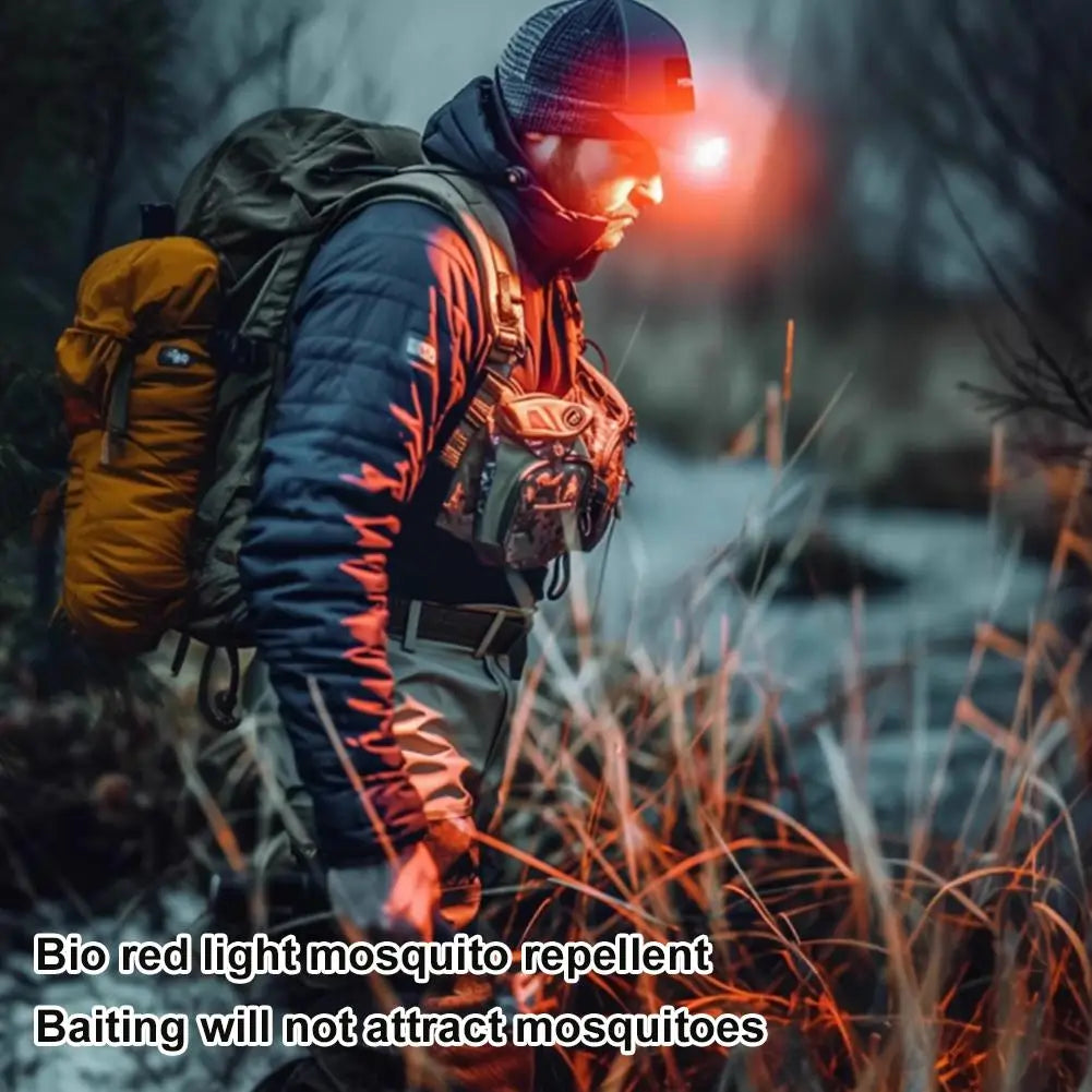 lampe frontale torchon rechargeable clips camouflage noir moderne étanche pêche camping détecteur mouvement
