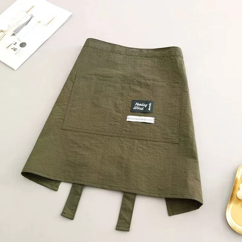 tablier cuisine coton vert olive noir moderne poche avant ajustable