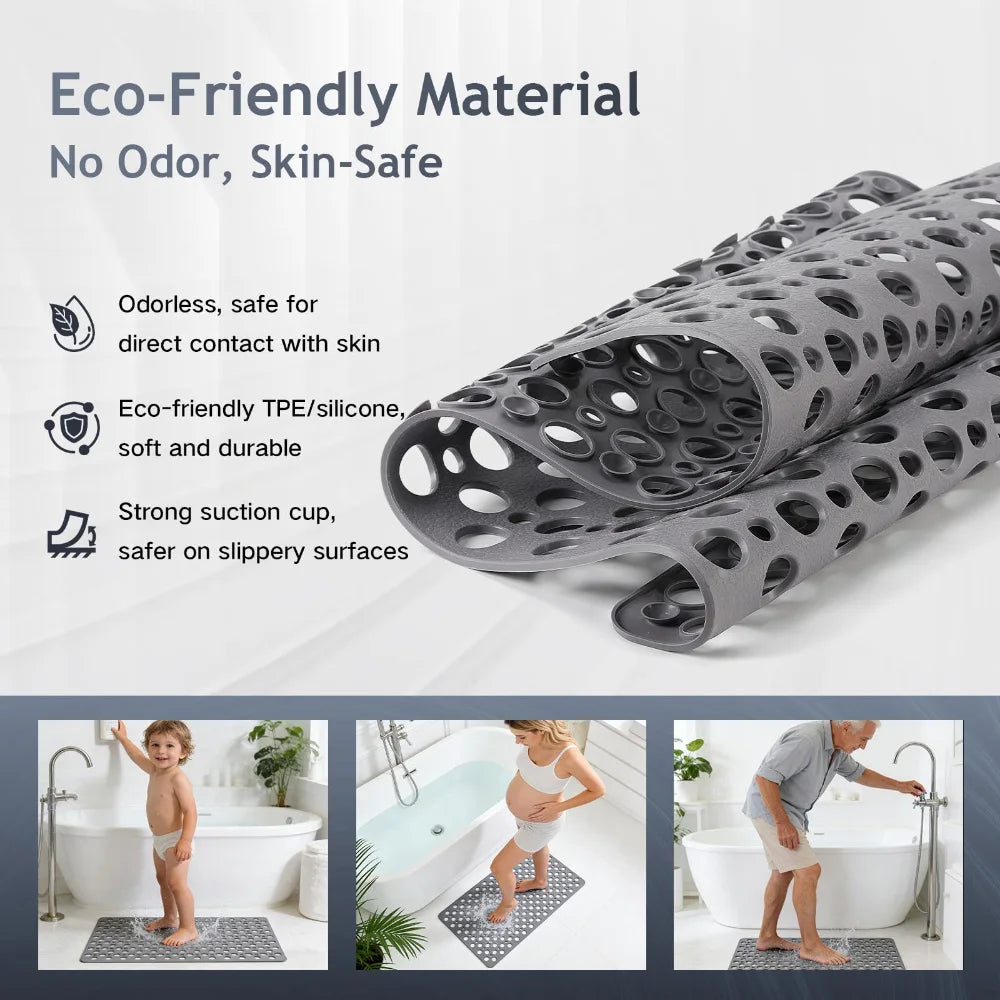 tapis bain moderne gris perforé adhésif respectueux environnement salle bain