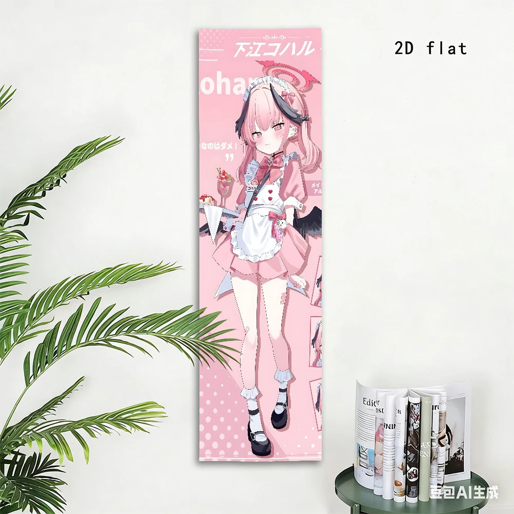 tapisserie anime maid illustration fille robe servante bas blancs chaussures noires rose chambre décoration