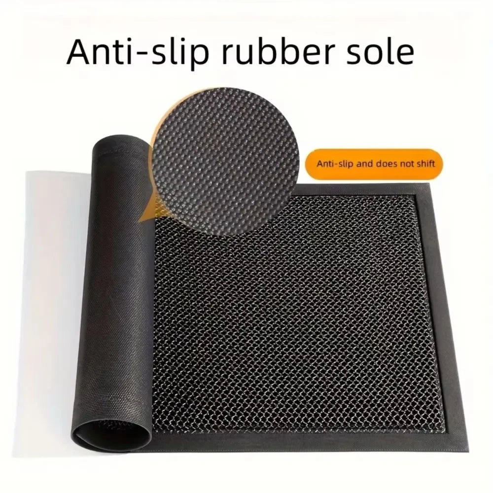 tapis sol extérieur entrée imperméable antidérapant hexagonal moderne noir bordure gris