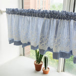 rideau valance gingham dentelle bleu blanc rose blanc noir blanc gris blanc rustique vintage