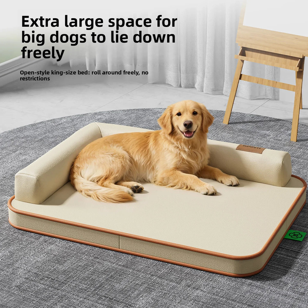 coussin chien taille xl 2xl beige vert olive texture tissée moderne