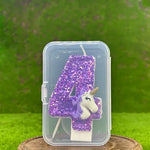 bougies anniversaire forme chiffre licorne pailletées violet blanches décoratives enfants