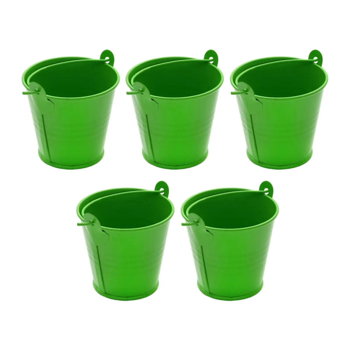 petits seaux métal galvanisé blanc rose bleu rouge violet vert orange jaune anneaux métalliques