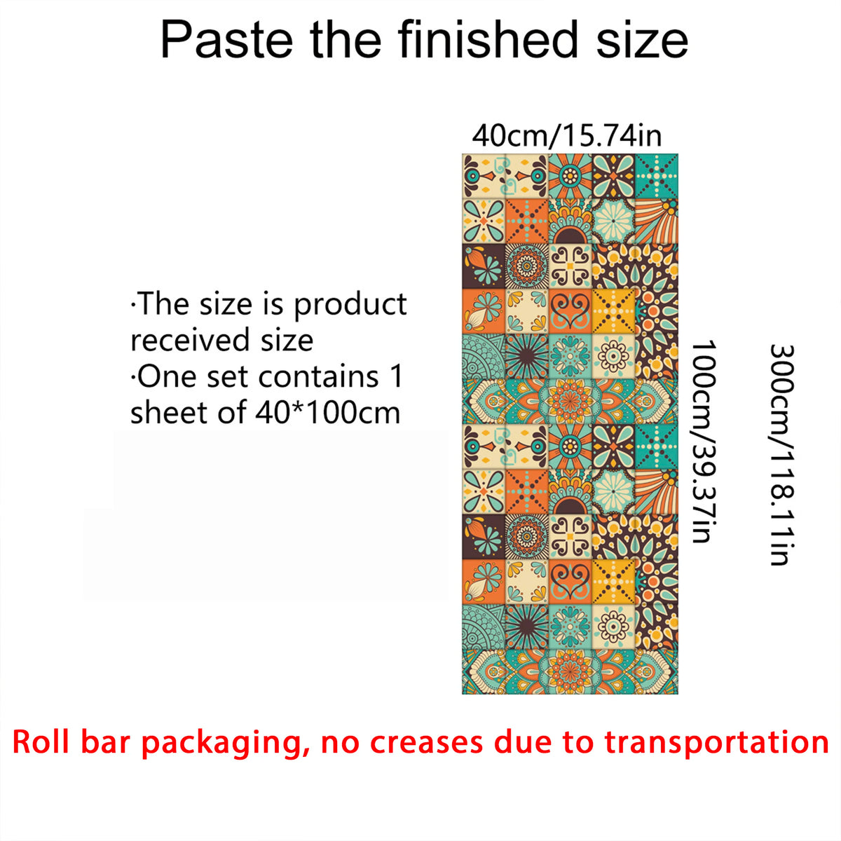 papier peint autocollant vintage patchwork floral multicolore bleu orange marron geometrique chambre cuisine