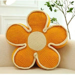 coussin moderne fleurs arrondies bordure blanche couleur noir blanc jaune rose grisclair