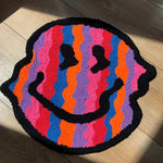tapis acrylique souriant orange jaune moderne doux aubusson lavable maison camping voyage porte