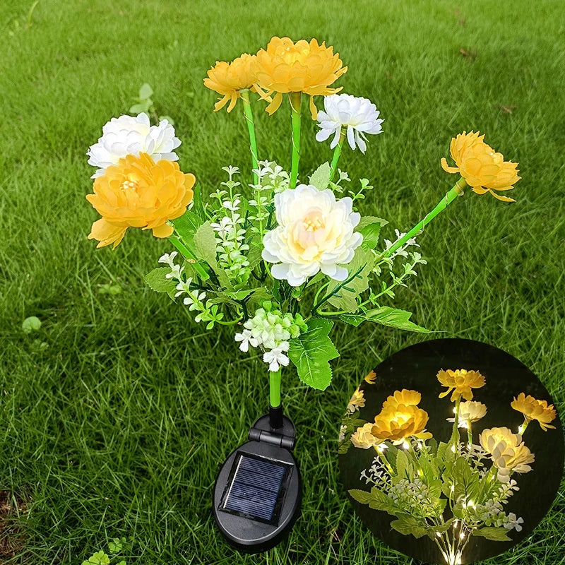 fleurs artificielles lumineuses rouge rose jaune blanche modernes extérieures patio jardin decoration fete noel