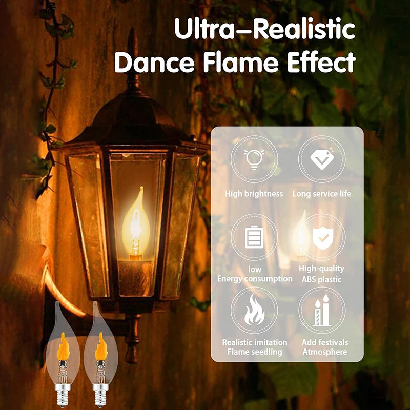 ampoules led effet flamme vacillante base e12 transparentes jaunes modernes decoratives rechargeables solaires