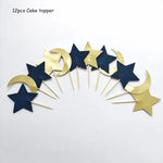 décoration gâteau or argent étoiles lune écriture cursive pique bois fête İslam festive