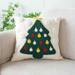 housse coussin noël brodée ho ho ho merry christmas rouge vert polyester coton respectueux