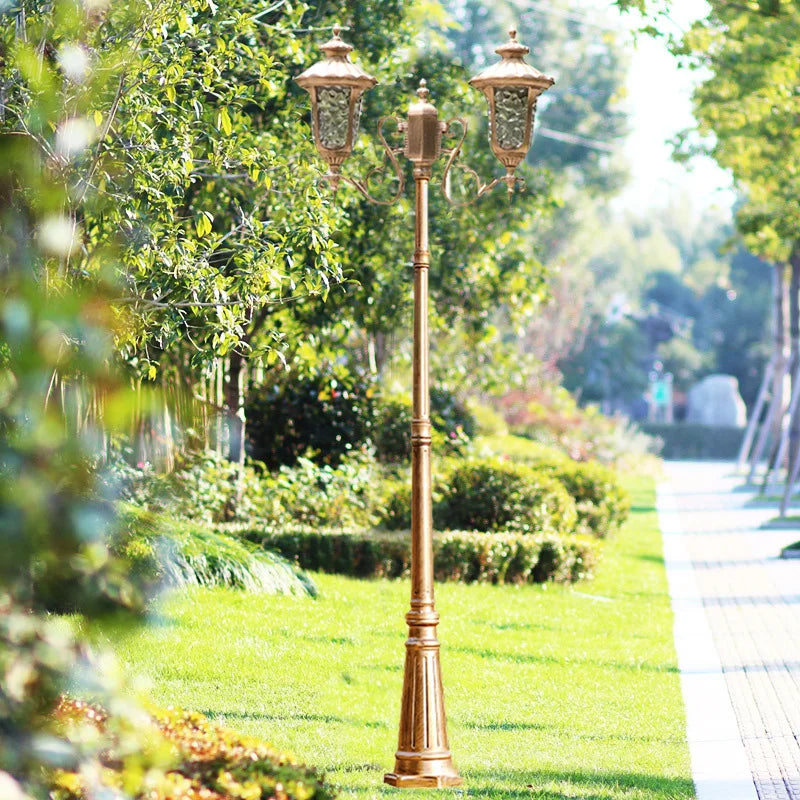 Lampadaire doré classique motifs floraux éclairage extérieur ip65 led étanche vintageextérieurjardin