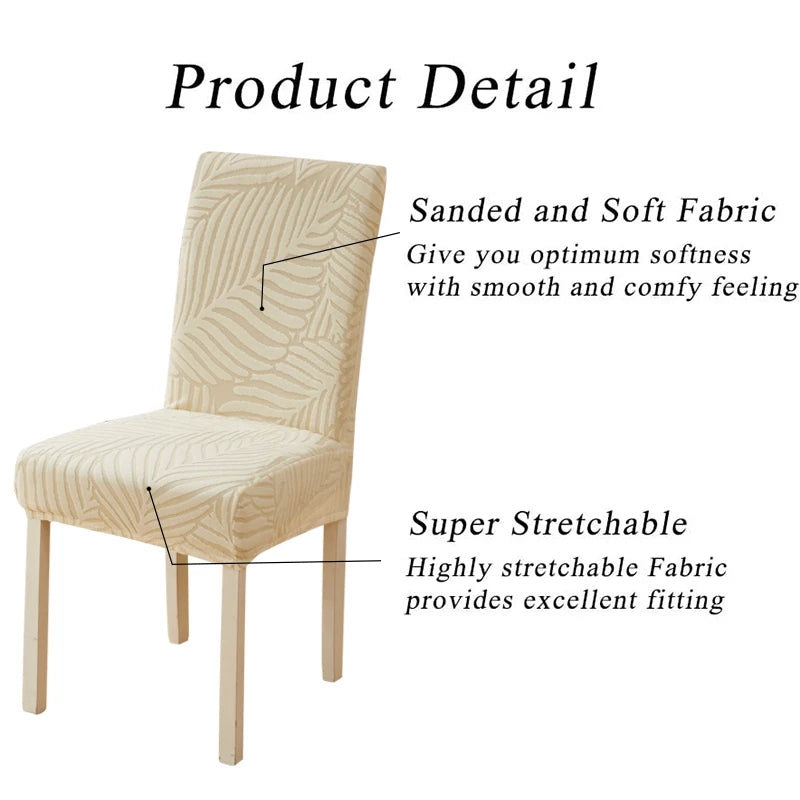 Housse chaise moderne imprimée feuilles beige clair élasthanne polyester universelle mariage banquet