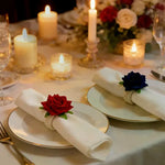 boucle serviette rose blanche rouge bleu fleurs artificielles tissu classique adhésif mariage valentin