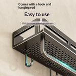 étagère murale aluminium perforée noire adhésive salle bain moderne organisateur suspendu toiletterie support