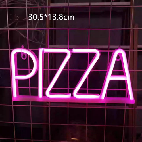 néon lumineux pizza jaune rouge vert blanc acrylique œilletsintérieur extérieur led usb