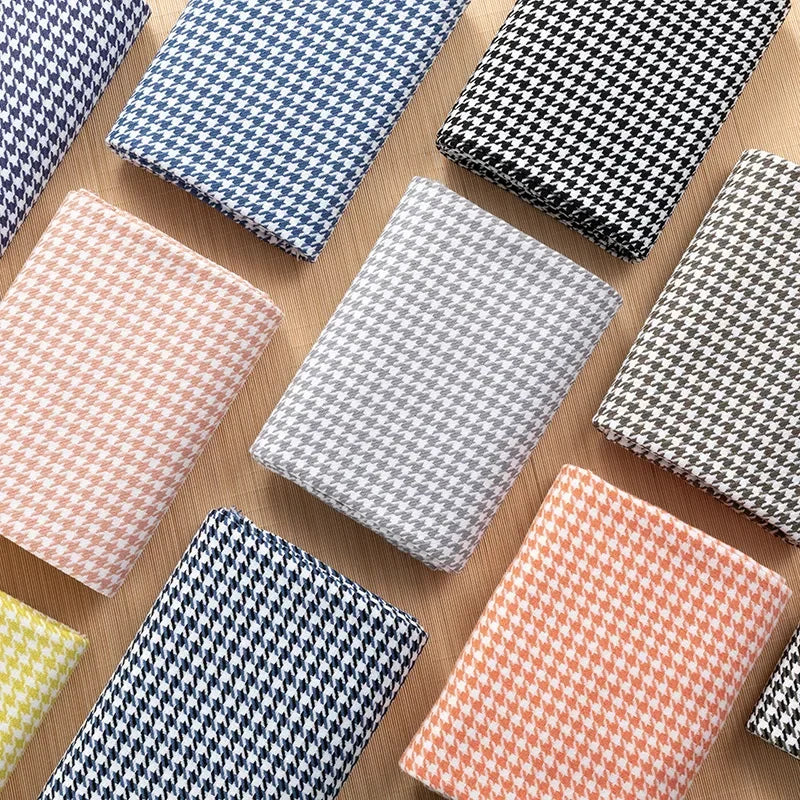 tissu houndstooth orange gris bleu marine vert noir blanc classique résistant couture 100x150cm