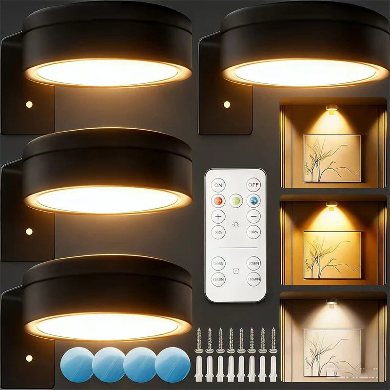 lampes led sans fil murales noires réglables télécommande moderne 10m²