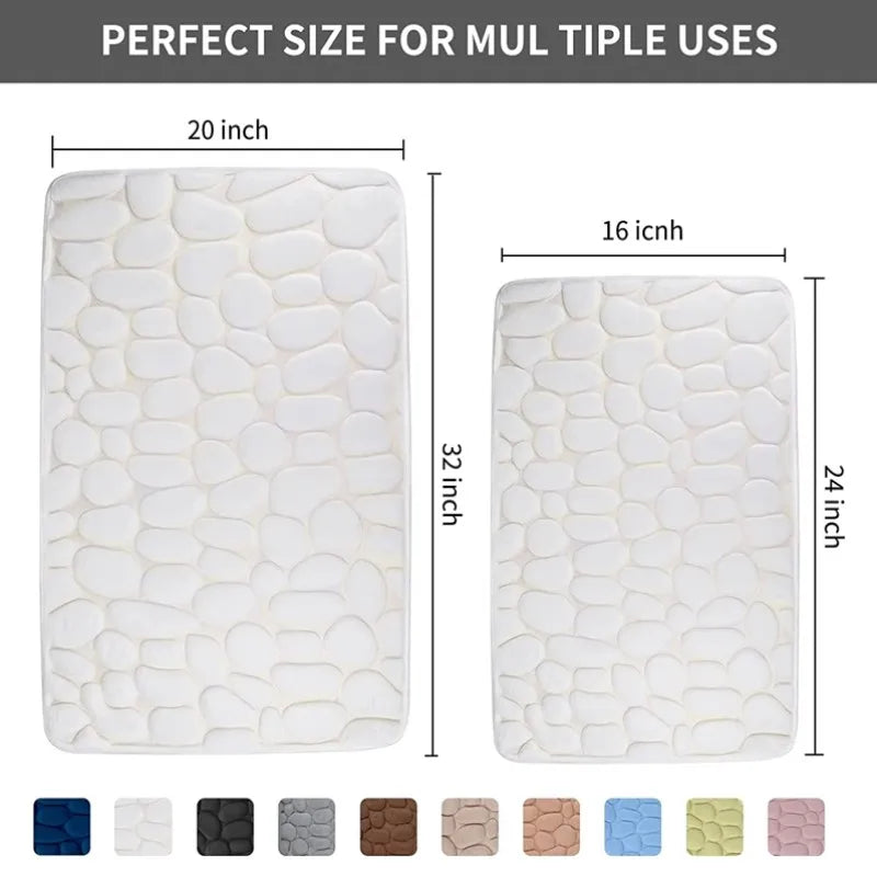 tapis bain antidérapant microfibre blanc texture cailloux moderne absorbant lavable machine doux