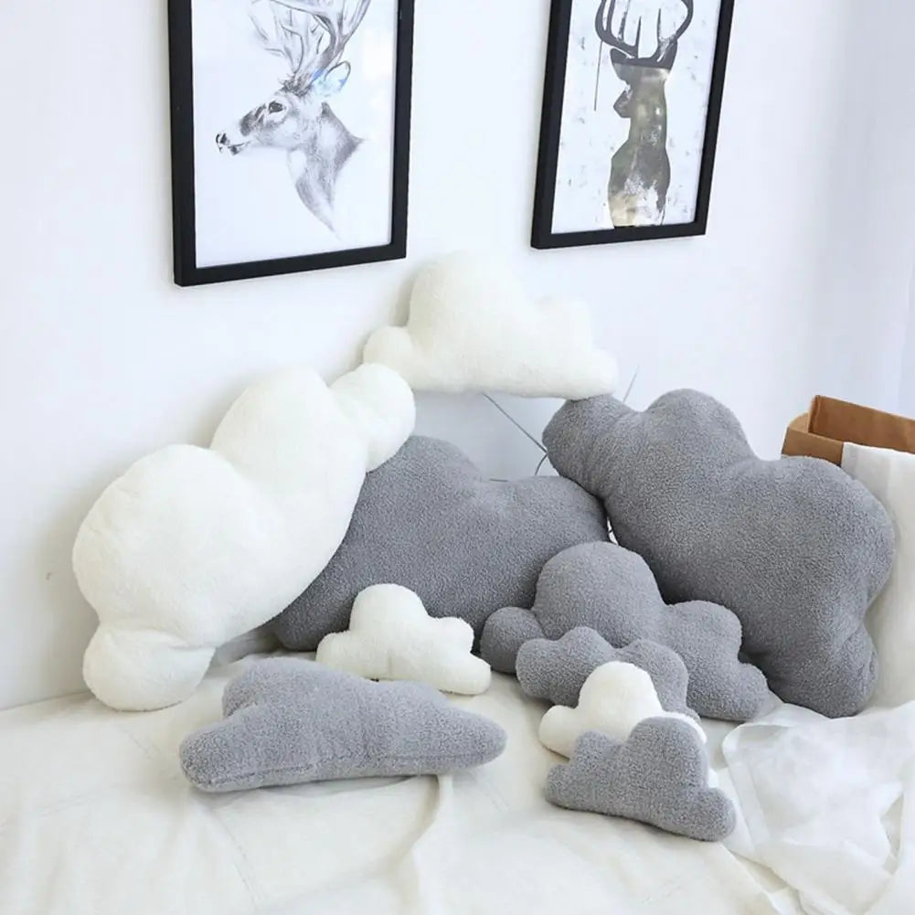 coussin nuage gris doux moderne literie corps blanc fourré oblong coton polyester