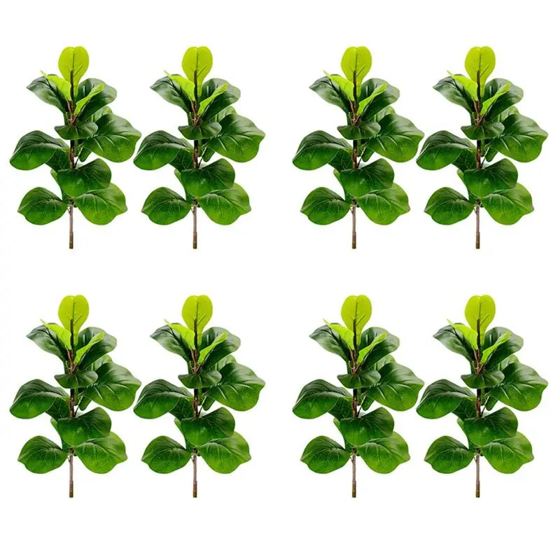 plantes artificielles fiddle leaf grandes feuilles vertes pot noir jardinière pierre fontaine terrasse decoration