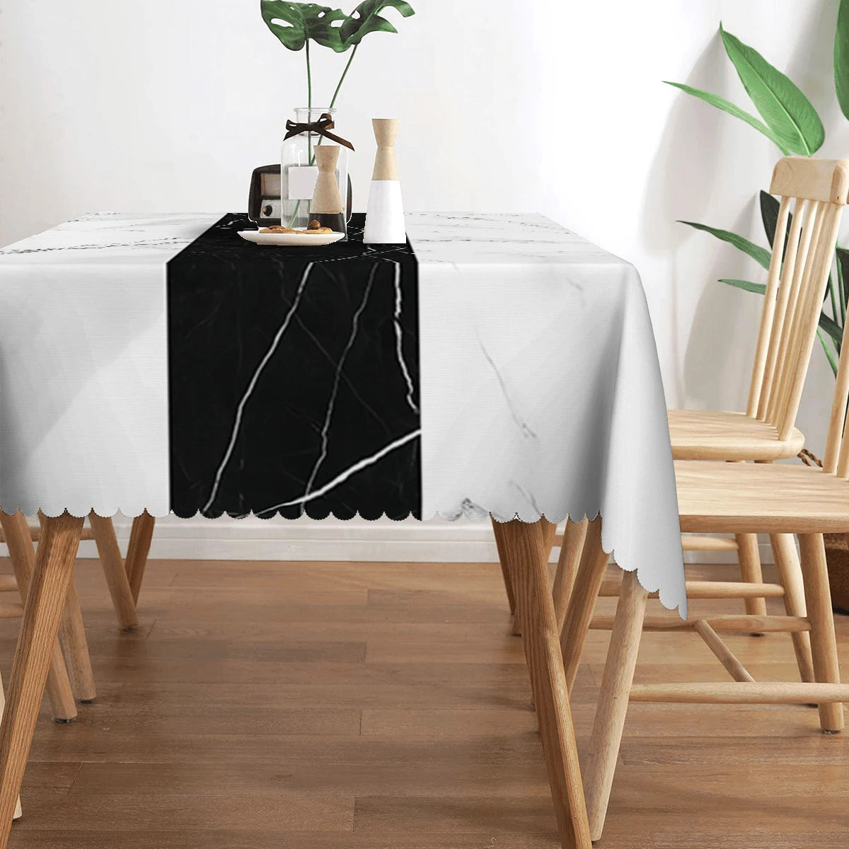 nappe marbre moderne imperméable polyester blanc noir salon restaurant mariageextérieur