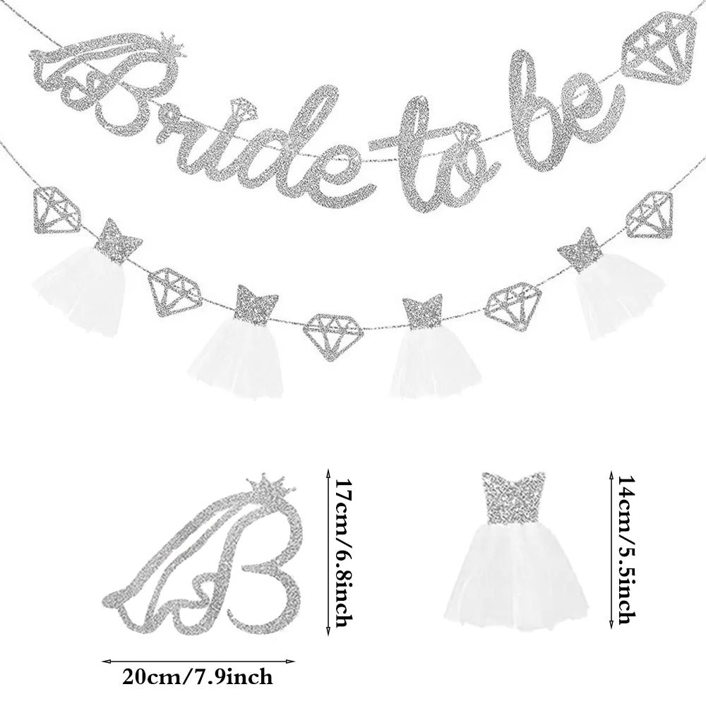 décoration mariage bannière bride to be ceinture tulle confettis diadème accessoires fiançailles