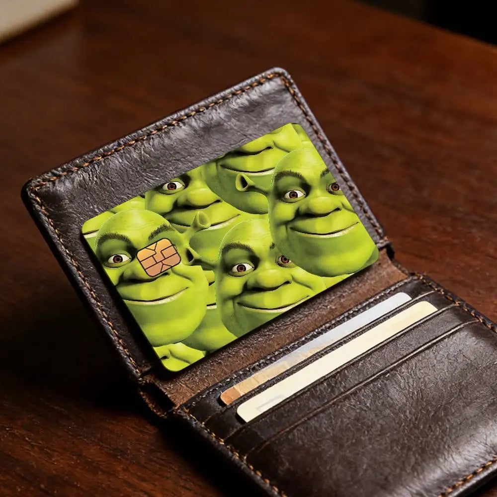 autocollants protection cartes bancaires face monstre vert shrek résistants rayures set pièces moderne illustratif
