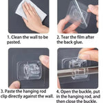 clips rideau transparents supports tringle réglables adhésifs sans clous accessoires décoration moderne