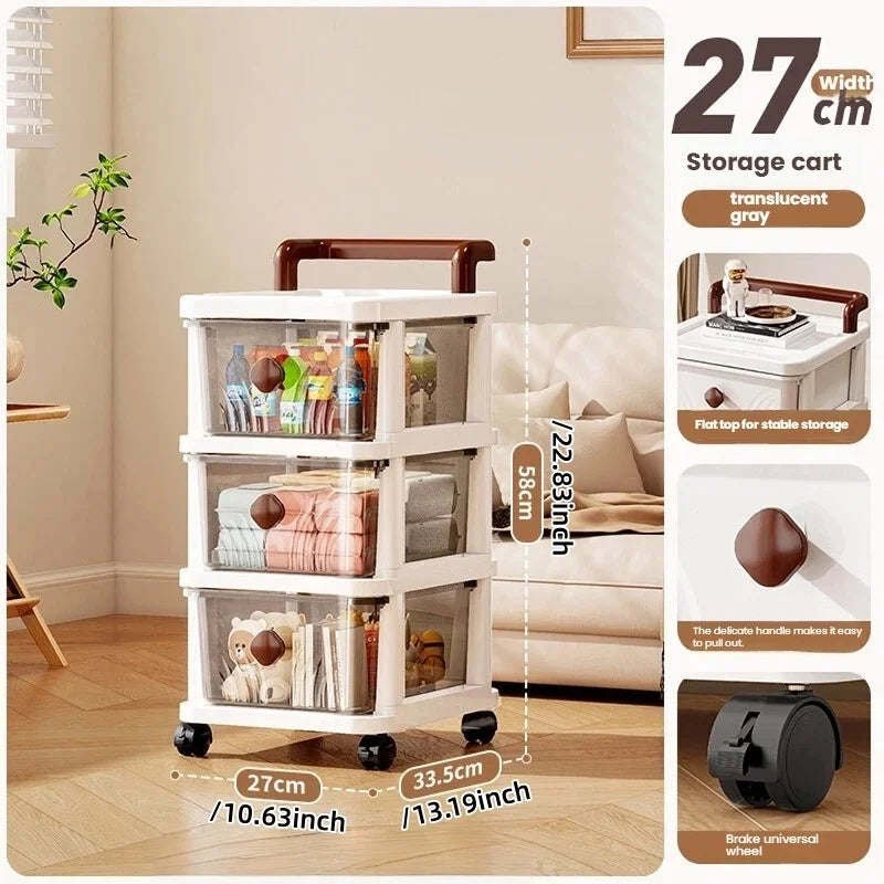 meuble rangement tiroirs roues blanc moderne rayures grises